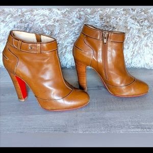 Christian Louboutin 36.5 brown leather booties.